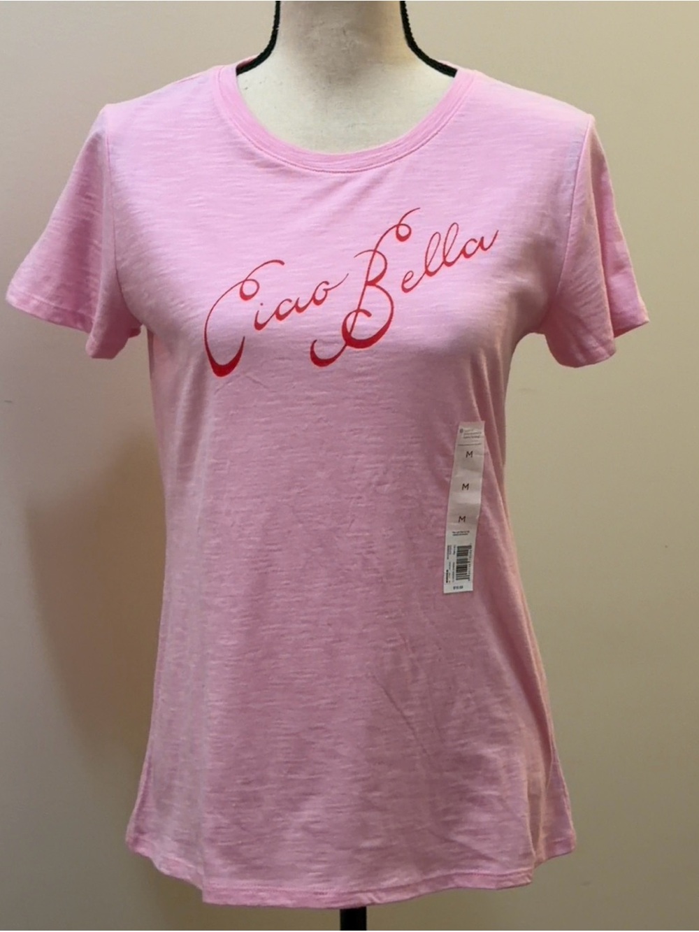 LC Lauren Conrad Ciao Bella Lt. Pink Cotton Tee Shirt Sz M NWT
